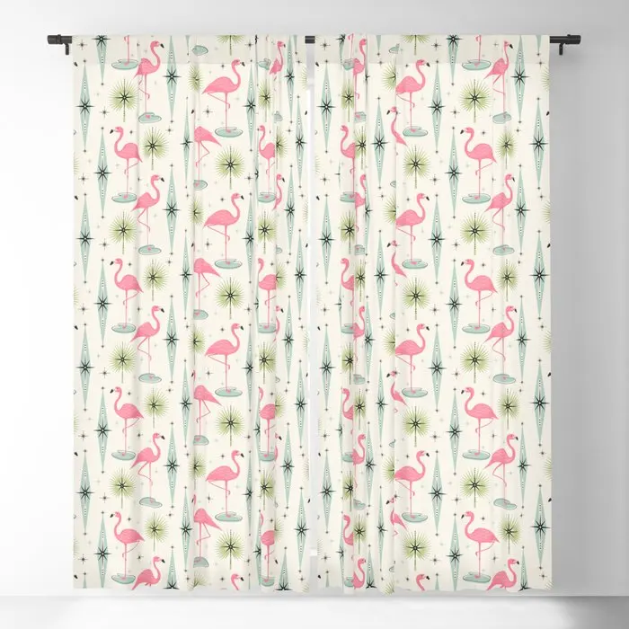 

Atomic Flamingo Oasis Larger Scale Blackout Curtains 3D Print Window Curtains for Bedroom Living Room Decor Window Treatments