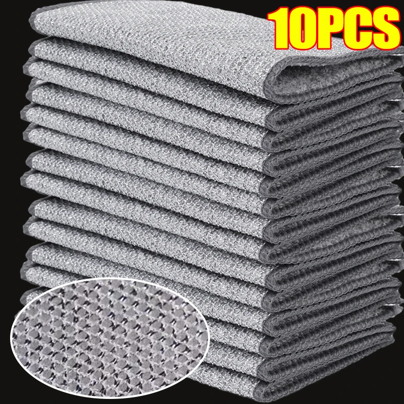 Steel-Wire-Bamboo-Charcoal-Cleaning-Cloth-Double-side-Thickened-Rust ...