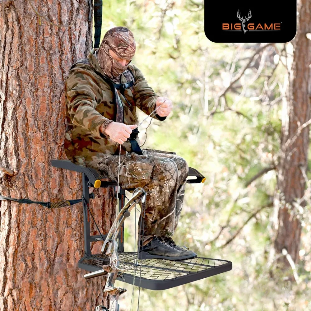Lightweight Steel Big Game Captain Treestand with Flip-Back Flex-Tek Seat, 300 lbs Capacity