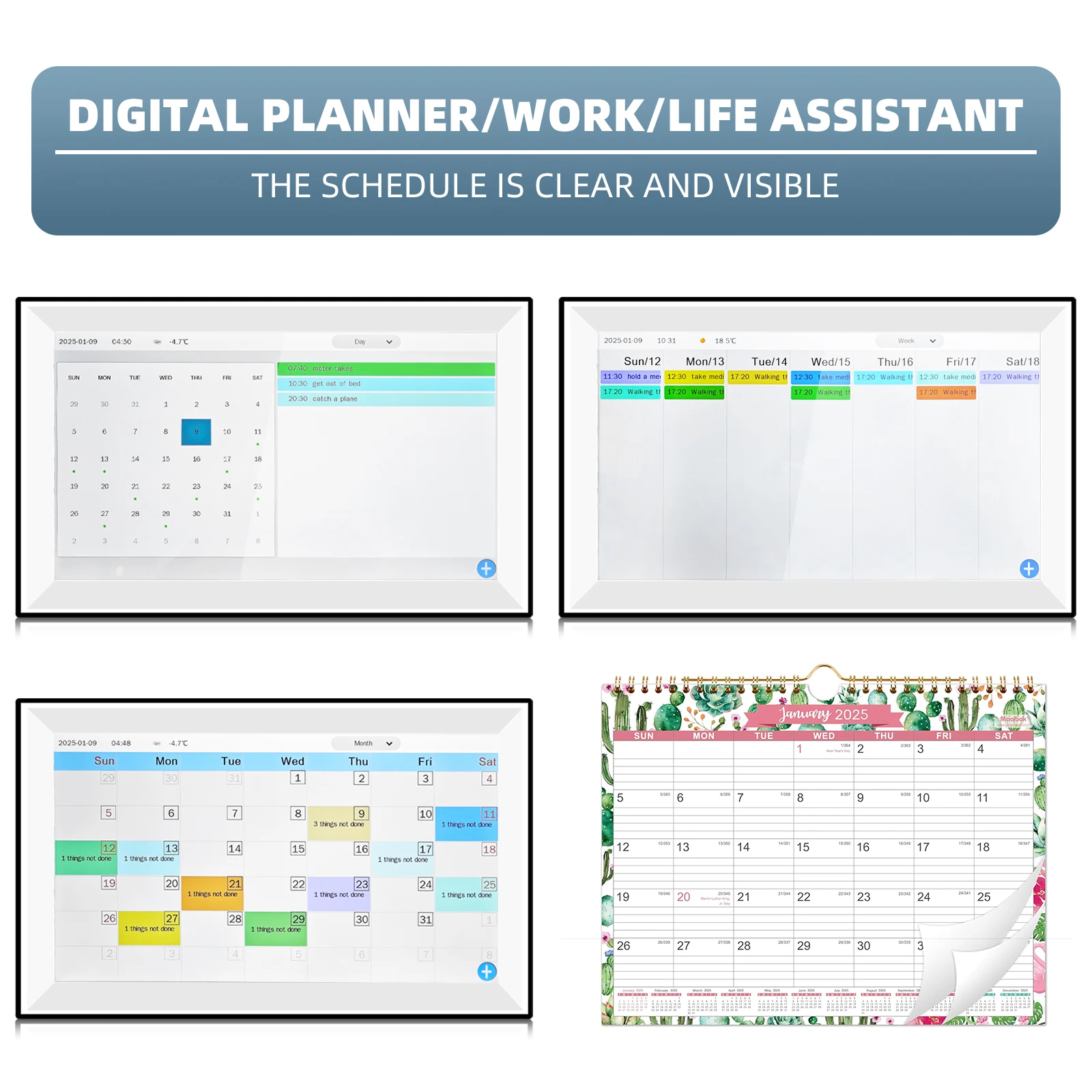 Goshyda 15,6 Zoll Digitaler Familienplaner - Smart Kalender Mit Touchscreen & App Steuerung