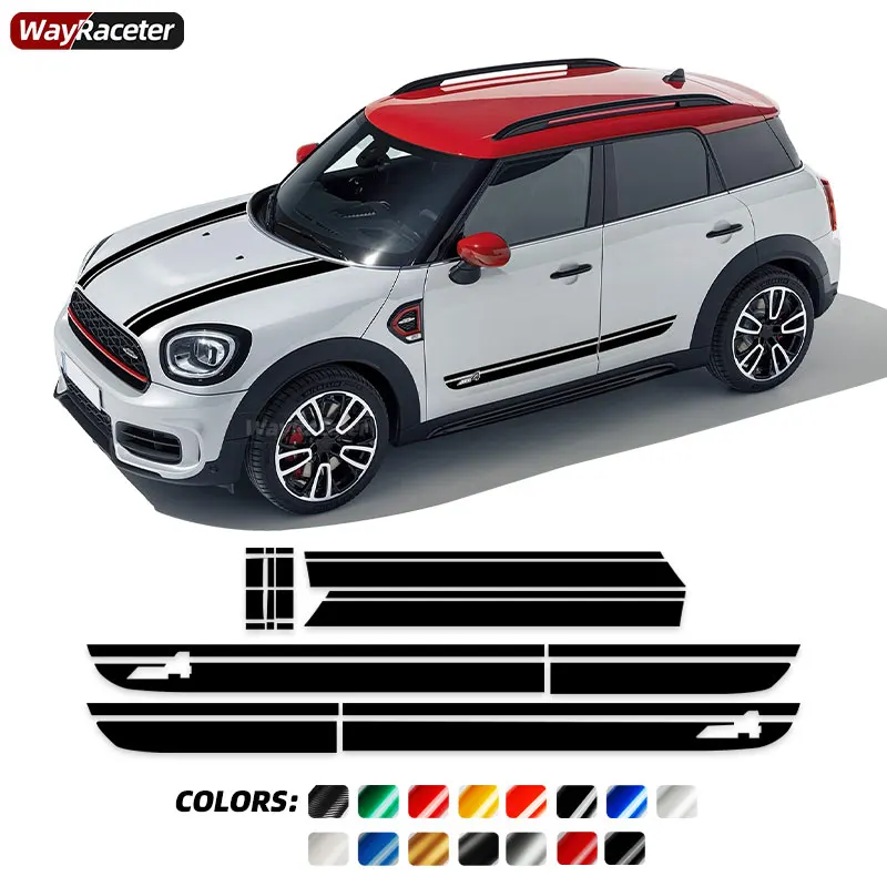 

Door Side Stripe Sticker Bonnet Scoop Hood Tail Trunk Decal For MINI John Cooper Works Countryman F60 ALL4 2017-On 2021 2022 JCW