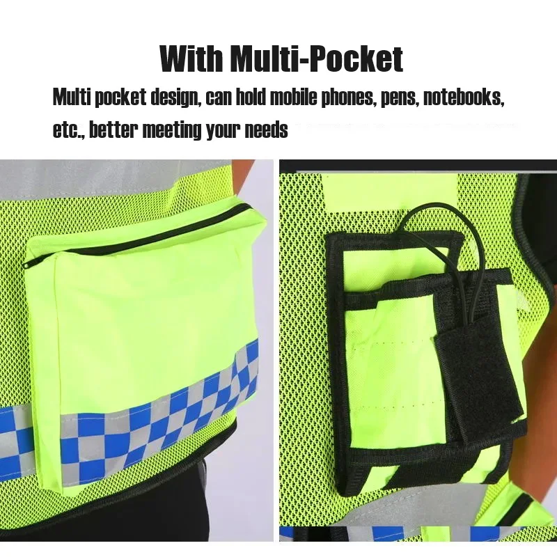 Unisex High-Visible Reflective Vest Mesh Breathable Safety With Pockets And Zipper Keeps You Safe Suitable For Summer