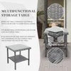 3 Piece Patio Rocking Chair Outdoor Rattan Bistro Set with Glass Top Table Conversation Set with Grey PE Wicker, Gray Cus 5