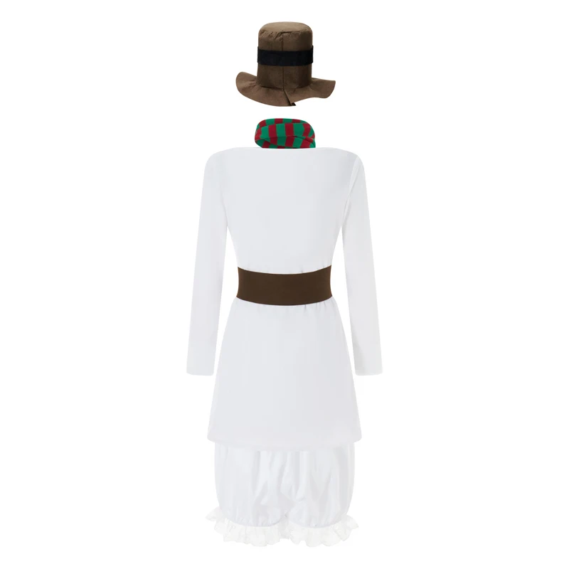 Christmas Snowman Costume Set for Adults with Long Sleeve Outfits Hat Scarf and Gloves - Festive Cosplay Clothes for Women