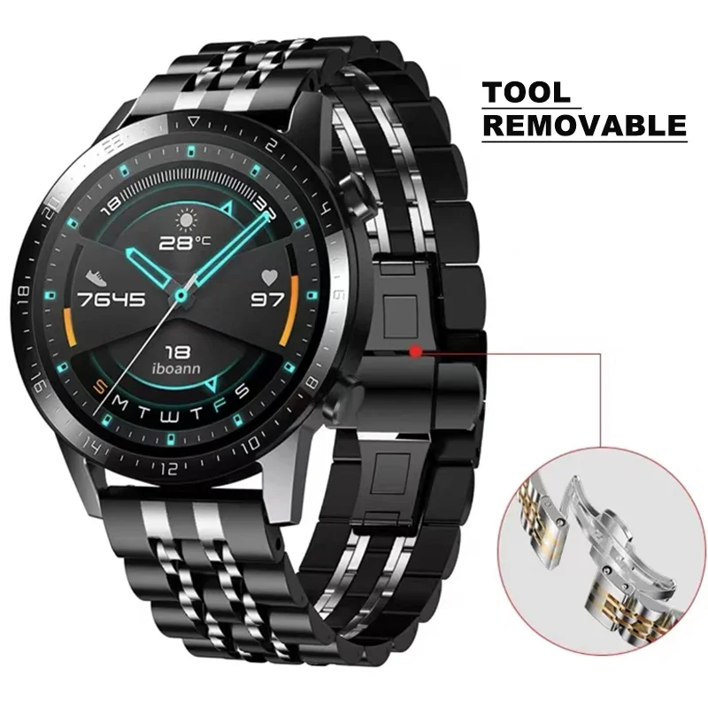 حزام ساعة فاخر 22 ملم من الفولاذ المقاوم للصدأ لسا...