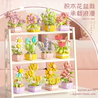 Flower Succulents Building Blocks Everlasting Flower Bonsai Tree Gardens Romantic Bricks DIY Potted Plants Model Kids Kits Toys 2