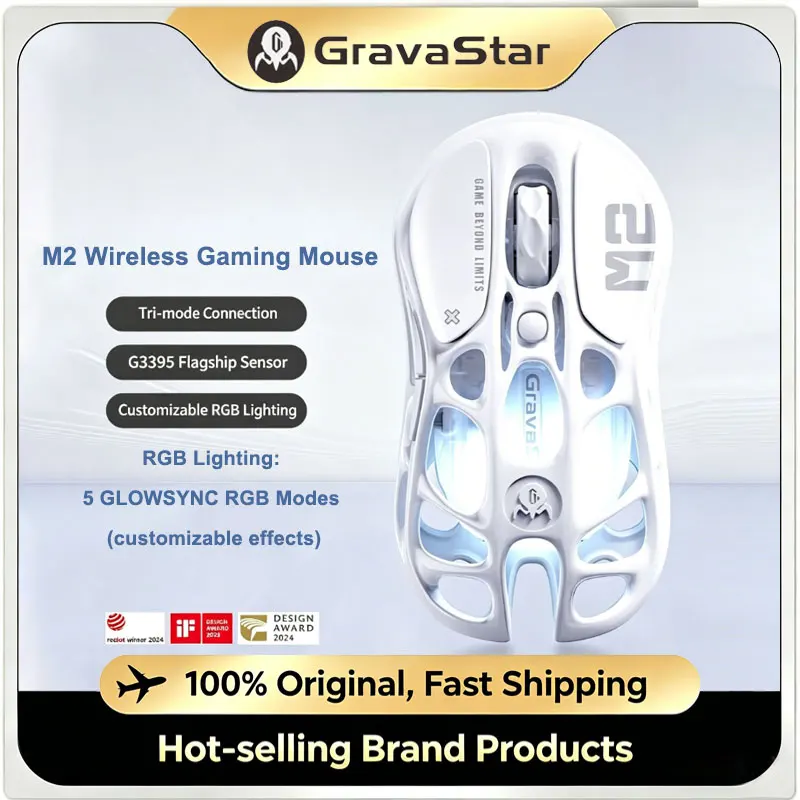그라바스타 머큐리 M2 무선 게이밍 마우스 26000 DPI PAW3395DM 센서 79g 경량 속이 빈 디자인 5개 프로그래밍 가능 버튼