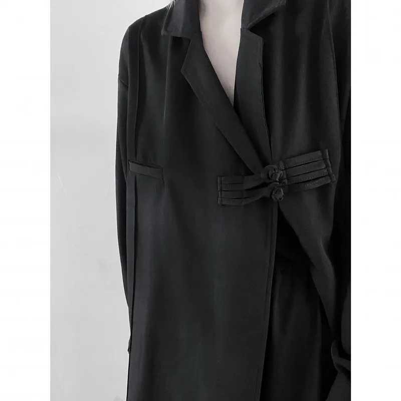 Chinese Style Shirt Jacket Long Sleeve Tops Men Women Vintage Loose Turndown Collar Hanfu Autumn Casual Kimono Hombre