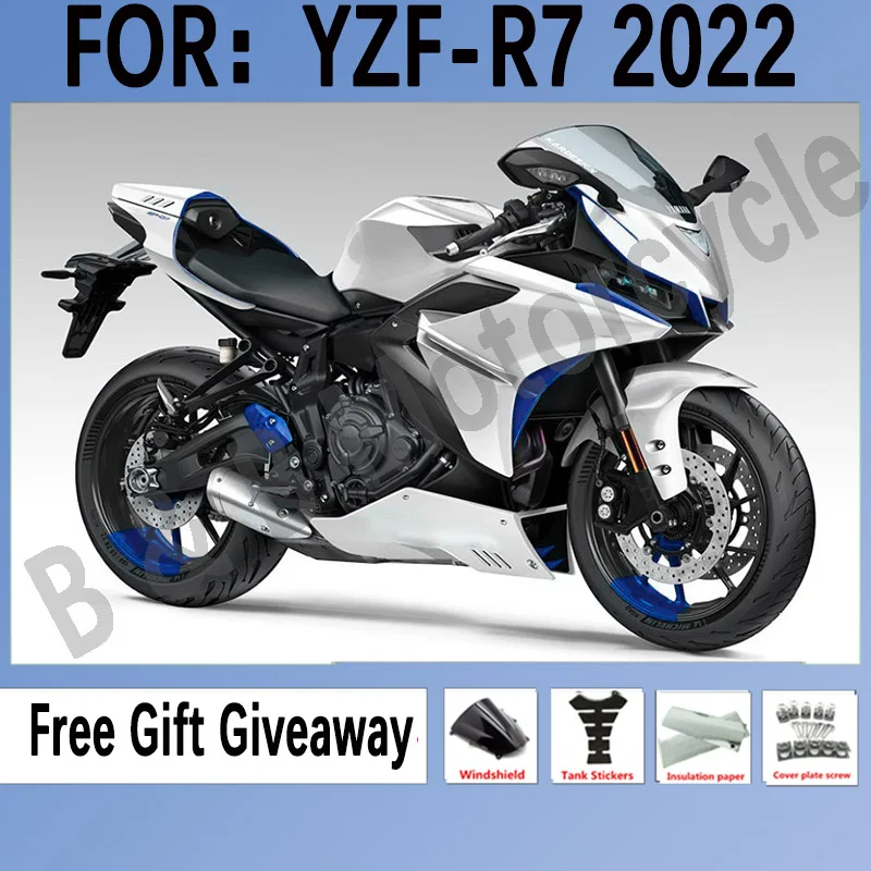 

New ABS Motorcycle Fairings Kit Fit for YAMAHA YZF-R7 2022 R7 2022 Bodywork Fairings Set White Blue