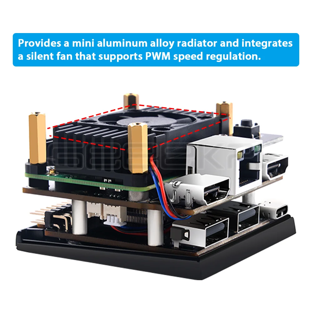 Shell de Caixa de Metal com Radiador de Liga de Alumínio Raspberry pi Cm4 Integrando um Ventilador Silencioso Suporta Ssd M.2 Nvme Deskpi - Imagem 5