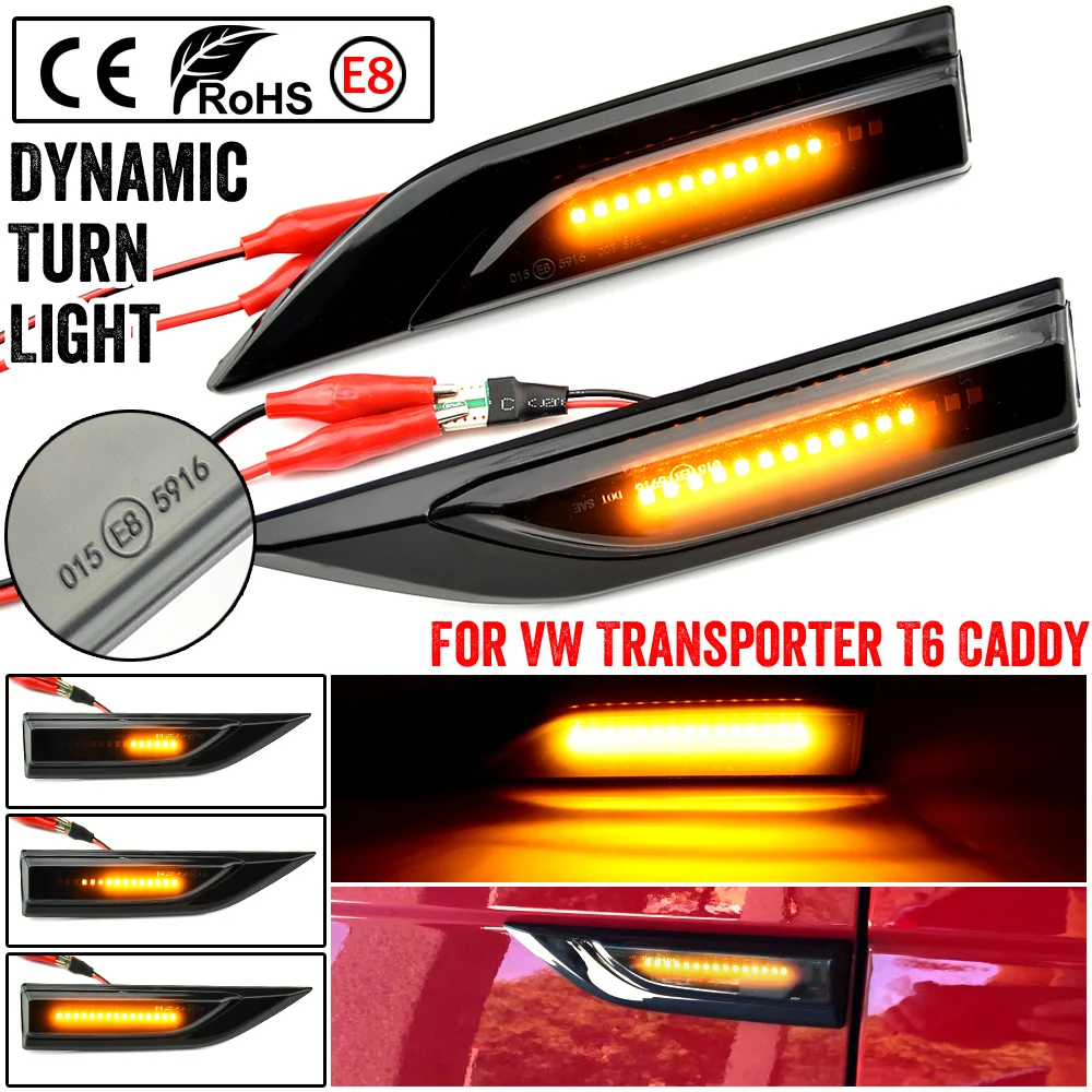 

For VW Volkswagen Transporter T6 Multivan Caddy LED Dynamic Car Blinker Side Marker Turn Signal Lights Lamp Accessories