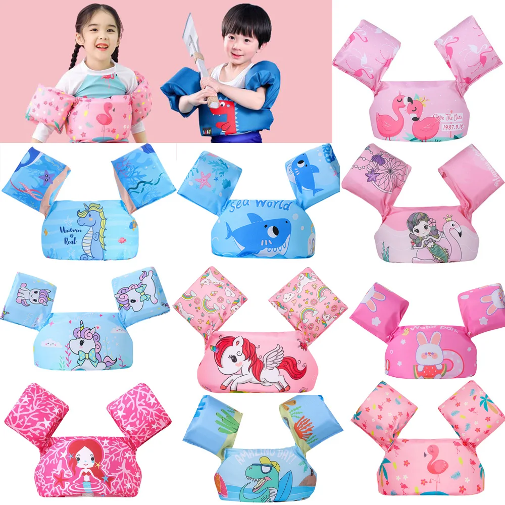 Swim Vest Kids Float Life Vest with Armbands Cartoon Floating Swimsuit for Boys Girls 22-66 Lbs