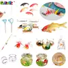 Doll House Miniature Carp Model Toy Simulation Koi Goldfish Fish Tank Fishing Net Rod Decor Doll Accessories Kids Play House Toy 1