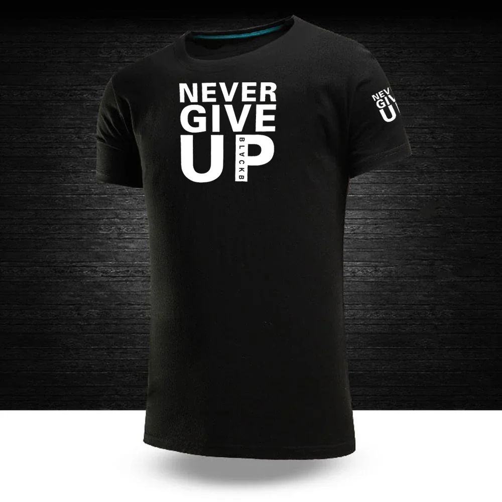 

2024 Never Give Up Men Decal Cotton Polo Spring and Summer Comfortable Harajuku Fashion Casual Short Sleeve T Shirt