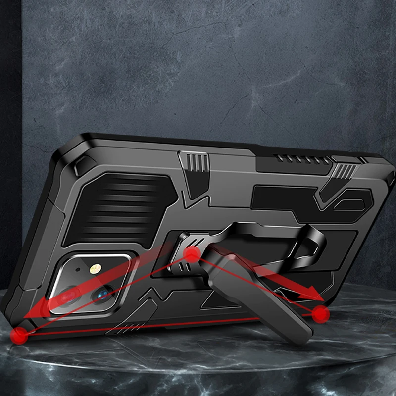 Enhanced Shockproof Magnetic Armor Case with Multi-Function Bracket and Back Clip