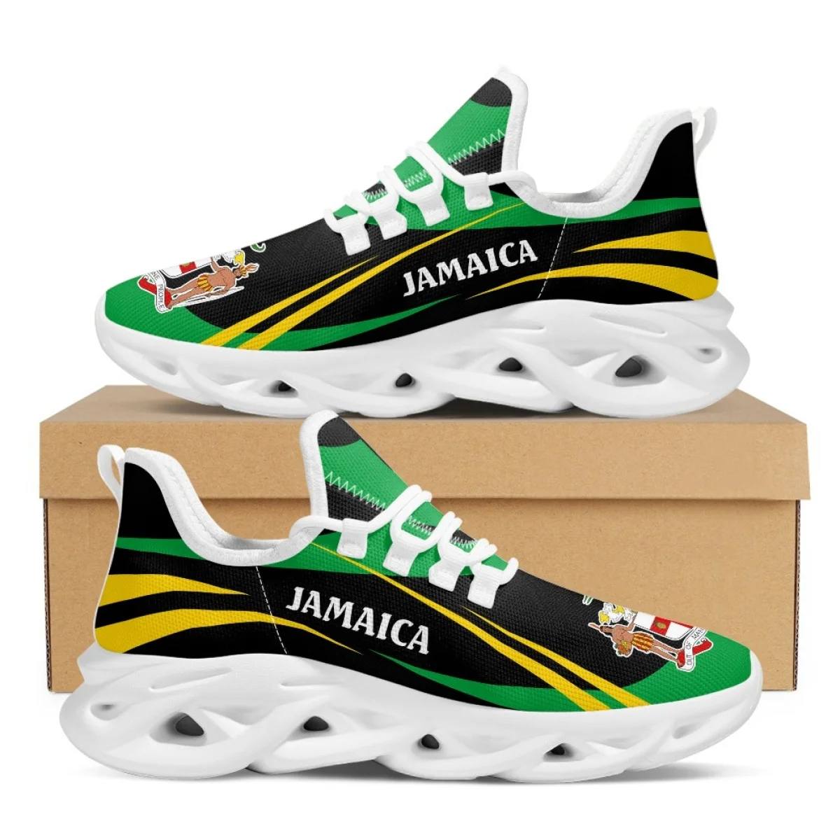 Jamaica Flag Print Sneakers Women's Outdoor Sports Running Shoes Breathable Soft Footwear Trainer Fashion Casual Shoes For Men