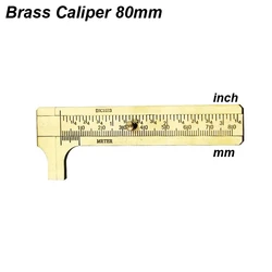 Compact Brass Vernier Caliper - Dual Scale Metric/Imperial Precision Measuring Tool for Crafts and DIY Projects (Vernier Caliper 80mm)