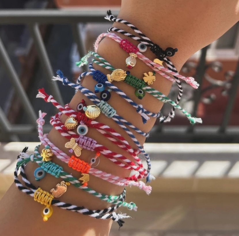 

Регулируемый браслет ручной работы со звездами сердцем и сглаза для женщин и мужчин ювелирные изделия