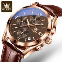 OLEVS 2872 Quartz Multifunctional Exquisite Men Wristwatches, PU Strap Sport Waterproof Watches For Men Luminous Chronograph 1