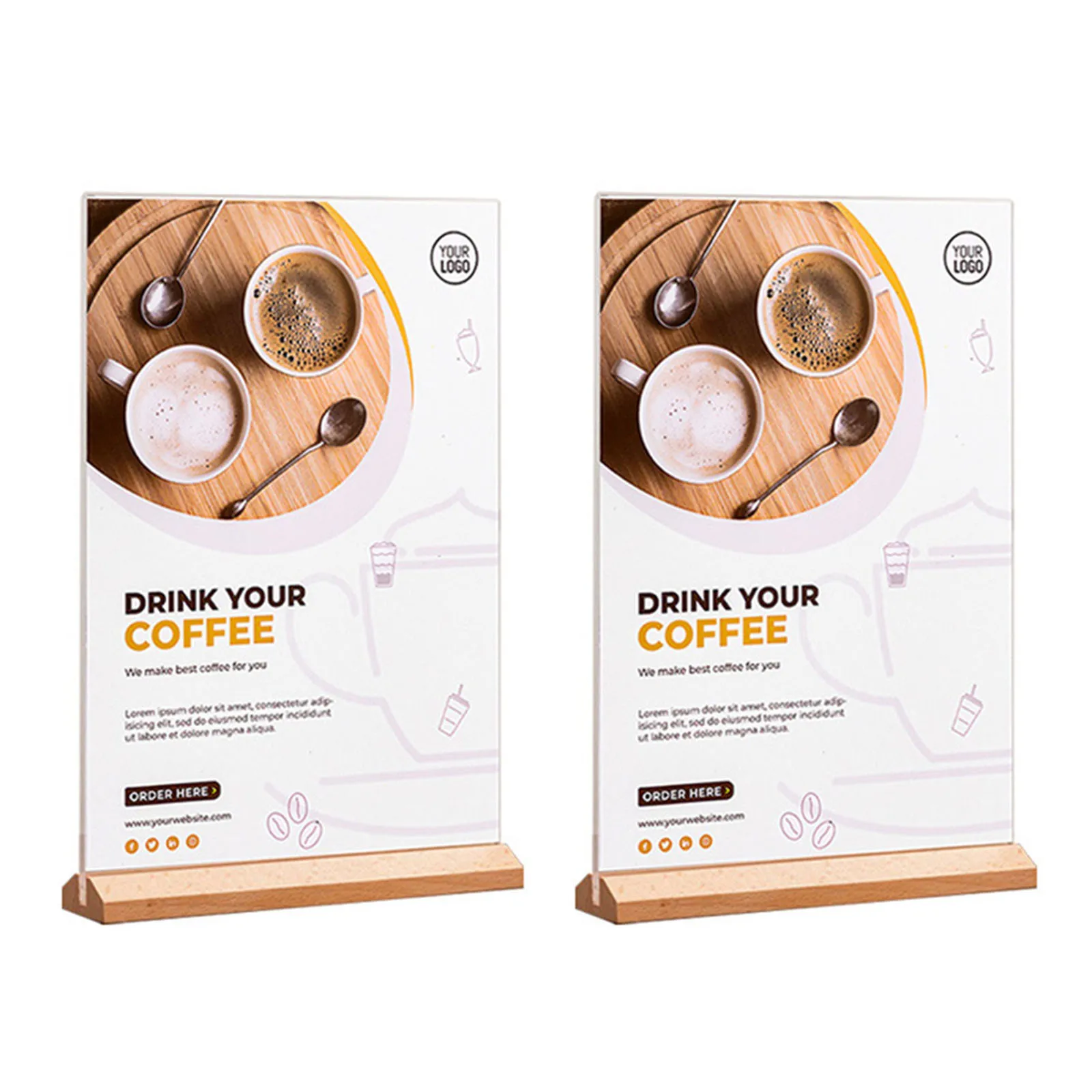

Magnetic Poster Display Stand Double sided Acrylic Frame Wooden Base and Silicone Strip Design Suitable for 10x15cm Photos