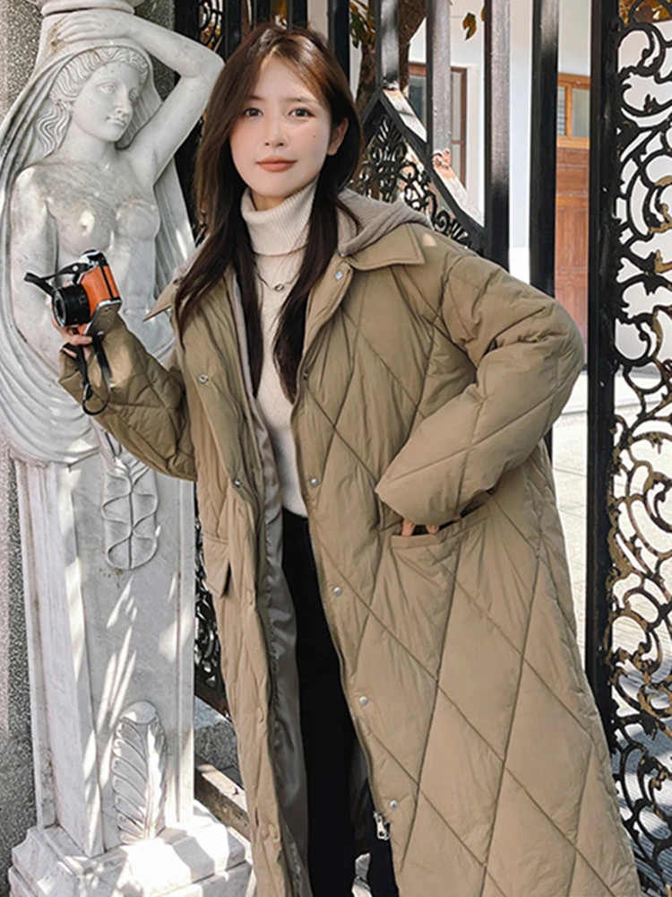 

Winter Autumn Fashion Women's Baggy Hooded Coat Long Loose Elegent Female Clothing Padded Casual Jackets Outwear