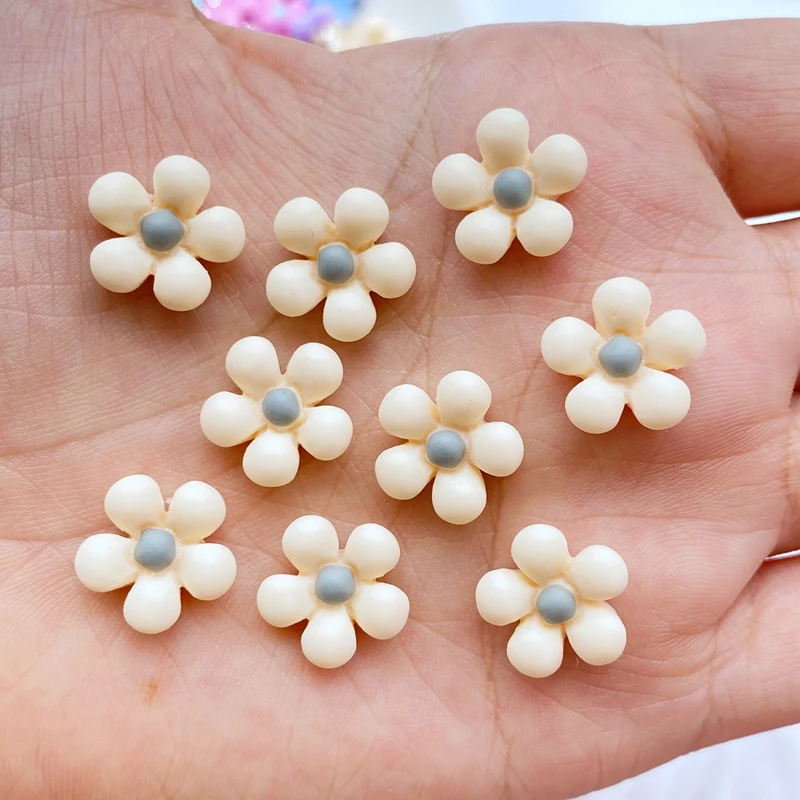 50Pcs New Cute 13mm Resin Mini Floret Flat Back Cabochon Scrapbook Kawaii DIY Embellishments Accessories