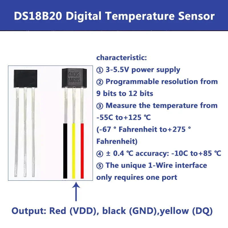 รูปสินค้า เซ็นเซอร์วัดอุณหภูมิ DS18B20 ตัวเรือนสแตนเลส 304