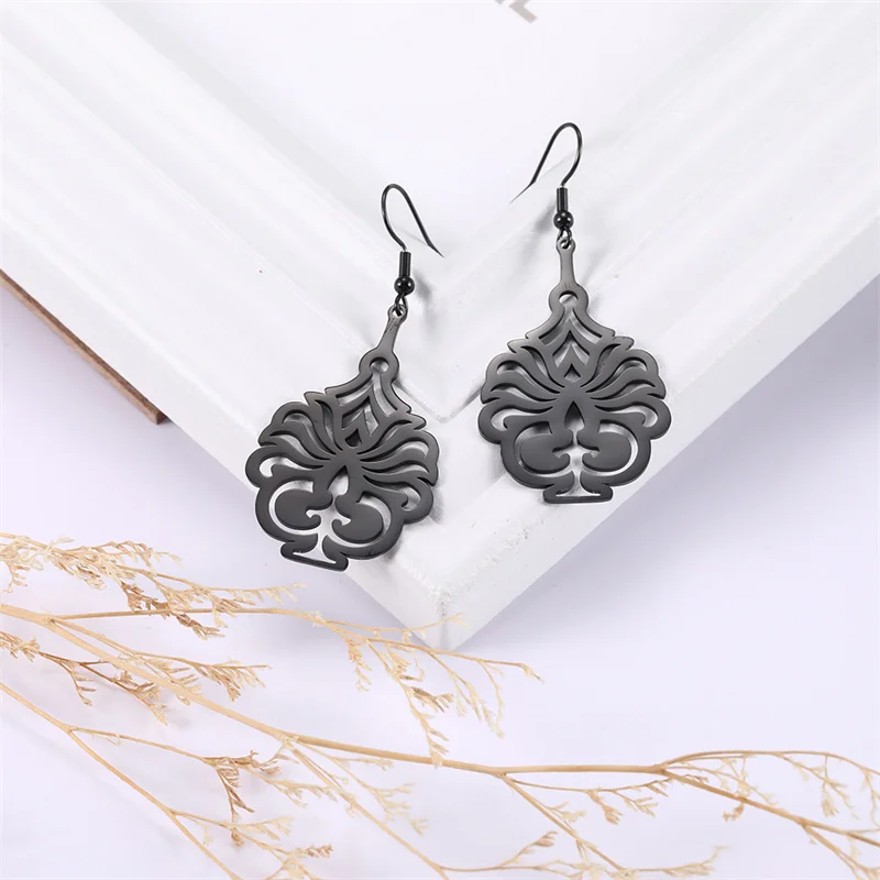 Vintage Edelstahl Ohrringe für Frauen Filigrane Tropfen Streifen Hängende Ohrringe Böhmen Schmuck Hochzeit Party Geschenke Großhandel – Detail 35