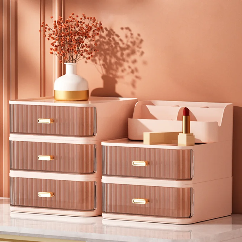 Luxury Makeup Organizer Cosmetic Storage Box Drawer Type Lipstick Skincare Makeup Brush Holder Desktop Make Up Container 2