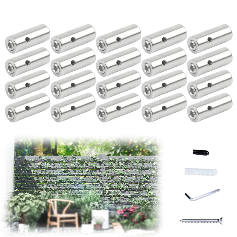 

SGYM 20Pcs Green Wall Stainless Steel Hubs Wire Trellis Kits for Climbing Plants Trellis Wire Hubs for 3mm Wire Rope Cable