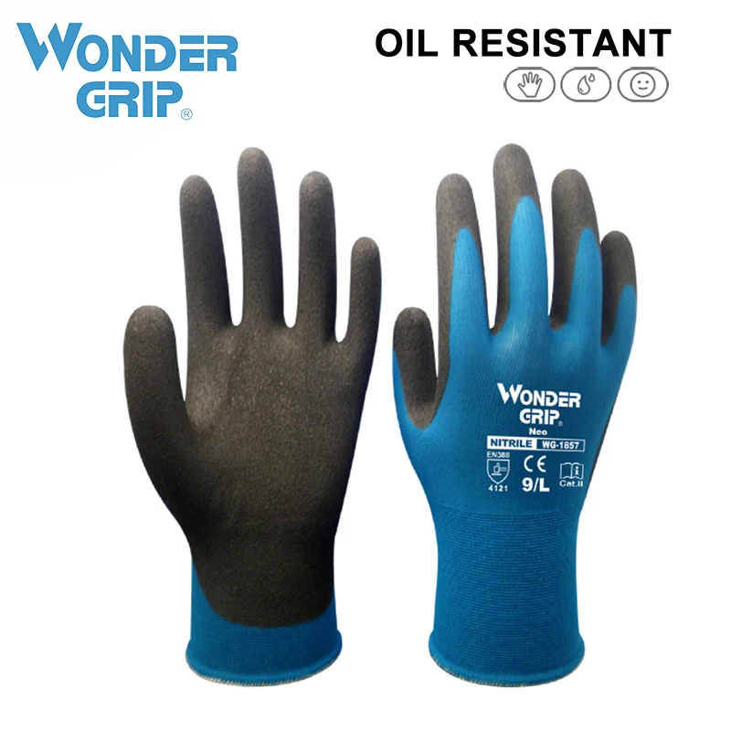

Wonder Grip Work Gloves For Nylon Spandex Wrapped with Foam Nitrile Coated Anti-skid 18 Gauge Working Gloves