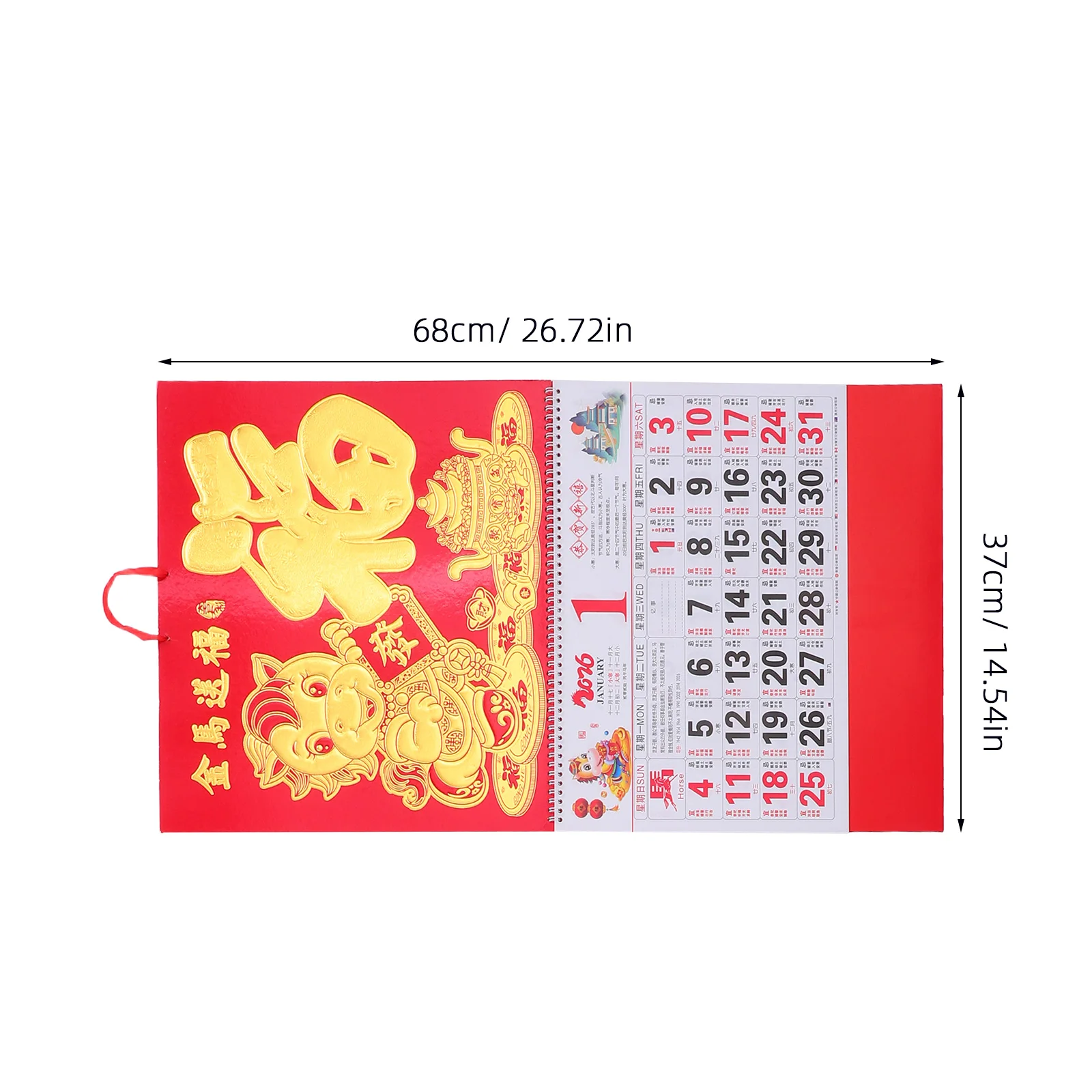 3pcs Chinese Lunar Calendar 2026 Horse Year Theme Chinese Wall Calendar - Spiral Binding Tearable Lunar Year Hanging Planner