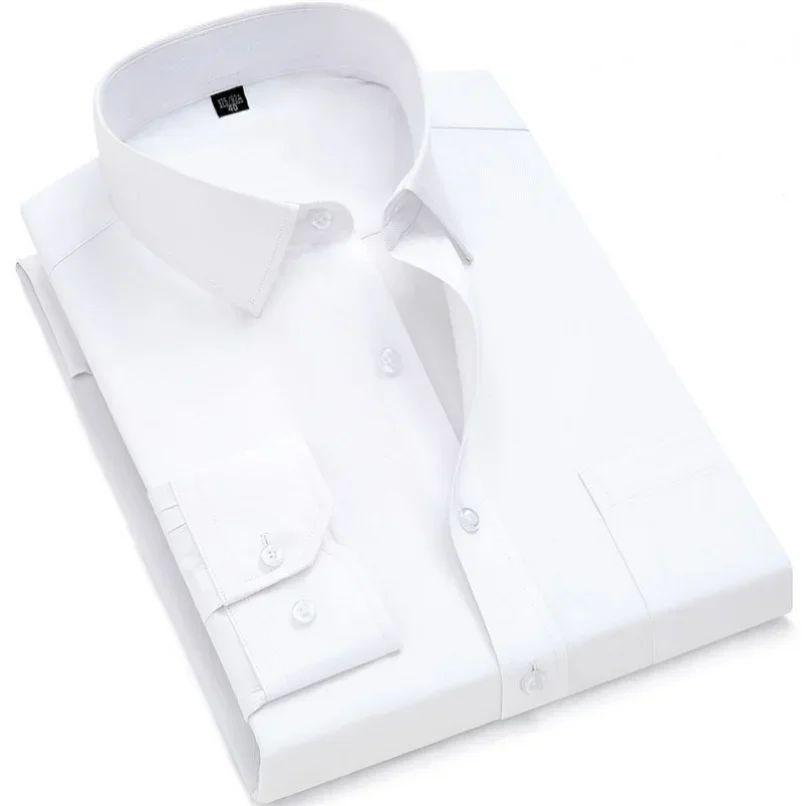 Men\'s Dress Casual Long Sleeved Shirt Twill White Blue Gray Black Male Shirt For Men Social Brand Shirts 6XL 7XL 8XL 9XL Gozbkf