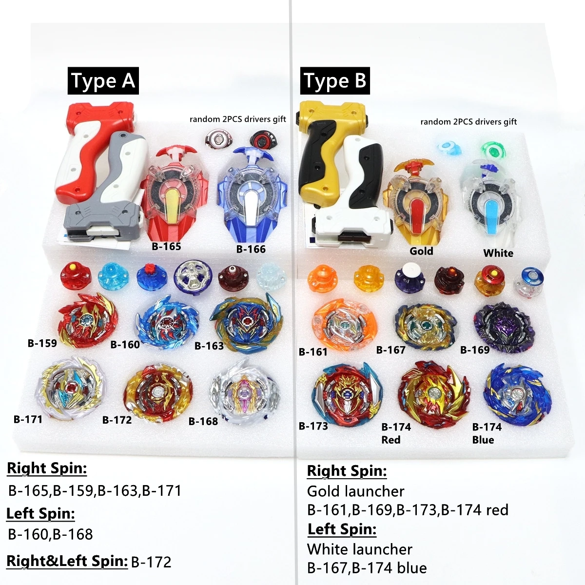 Superking 6 PCS Bey Storage Box Set with Sparking Launchers and Grips Spinning Tops Gift for Children