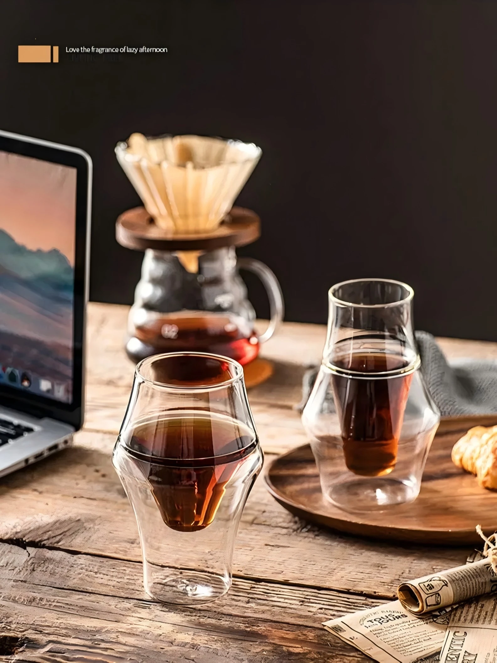 Description Picture 6 of itemYWDL 1/2PCS Double-layer Glass Cup Hanging Ear Espresso Coffee Cup Anti-scalding Milk Brandy Wine Teacup Clear Mug Set Drinkware