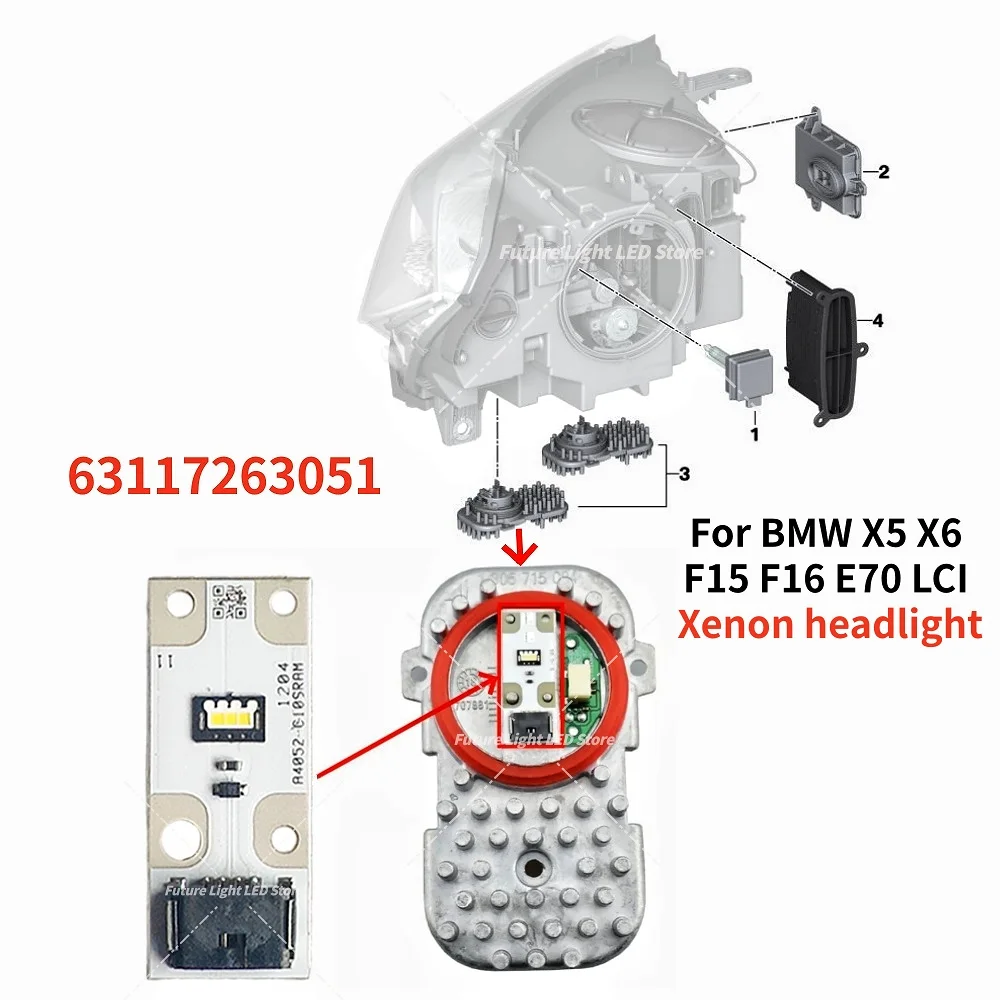 ? BMW X5 X6 F15 F16 F85 F86 E70 LCI 10-16 제논 헤드라이트 주간 주행등 모듈 63117263051 화이트 엔젤 아이 DRL 보드