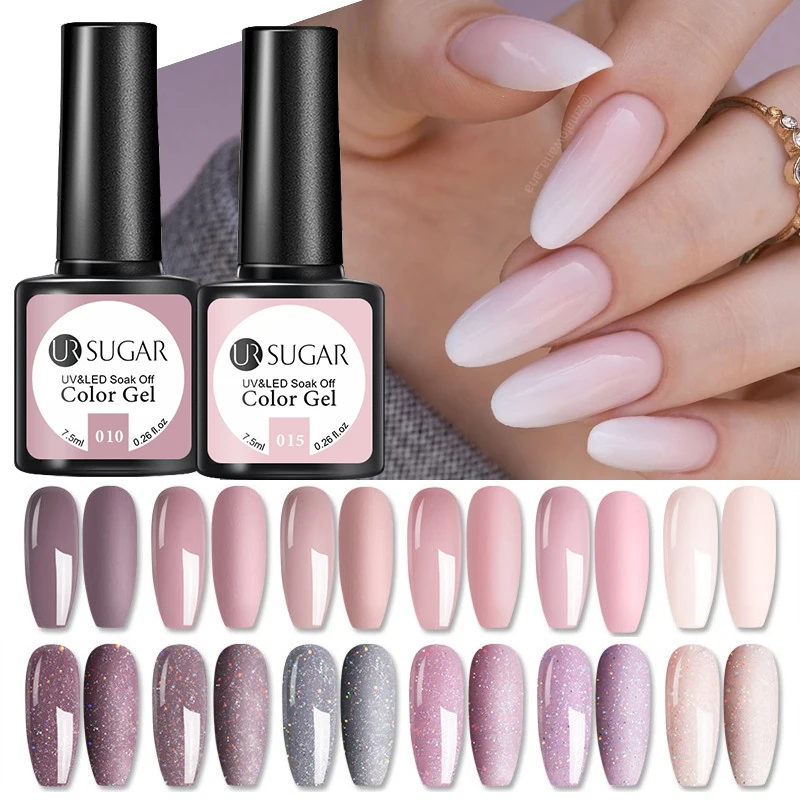 

UR SUGAR 7.5ml Spring Pink Nude Gel Nail Polish Semi Permanent UV LED Gel Varnish Soak Off Nail Art Manicure For Nails