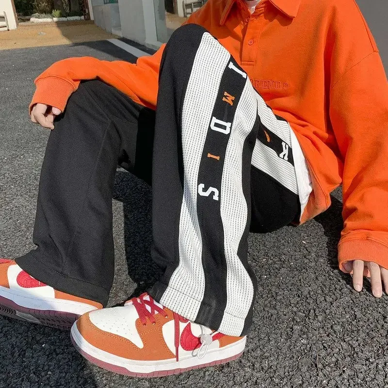 Pantalones deportivos de pierna ancha para hombre, pantalones deportivos para hombre, pantalones de hip-hop, pantalones rectos, estilo coreano, artículos nuevos en verano, elegantes, holgados, Y2k