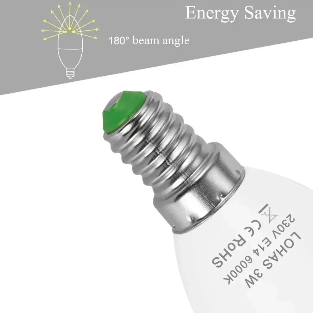 Melery E14 LED 캔들 전구 3W 램프 백열등 동등 25W 따뜻한/차가운 주광색 250lm 소형 에디슨 나사 전구 3개