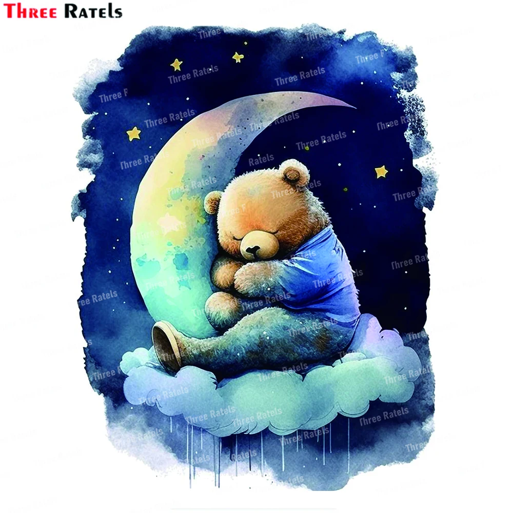 

Три Ratels K743 акварельный медведь сон с полумесяцем Луна клипарт и PNG для милых детских комнат Декор