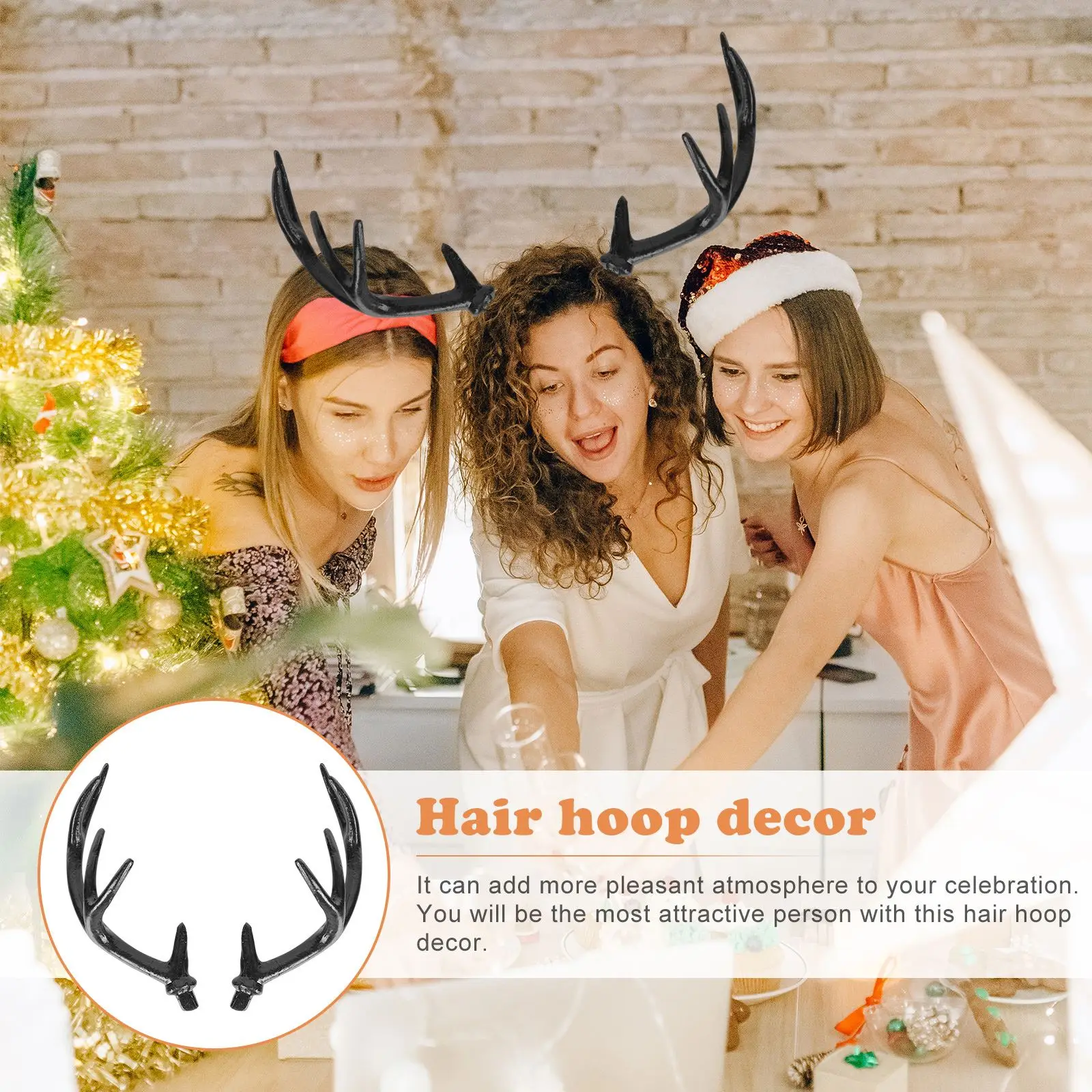 1Pair Simulated Deer Horn Headdress Halloween Hairwear Cosplay Accessory Black