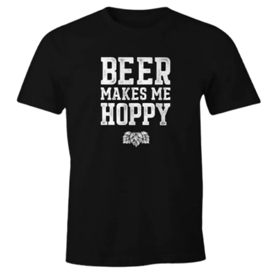 

Beer Makes Me Hoppy SLOGAN SAYINGS QUOTE T-Shirt Summer Cotton O-Neck Short Sleeve Men's T Shirt New Size S-3XL