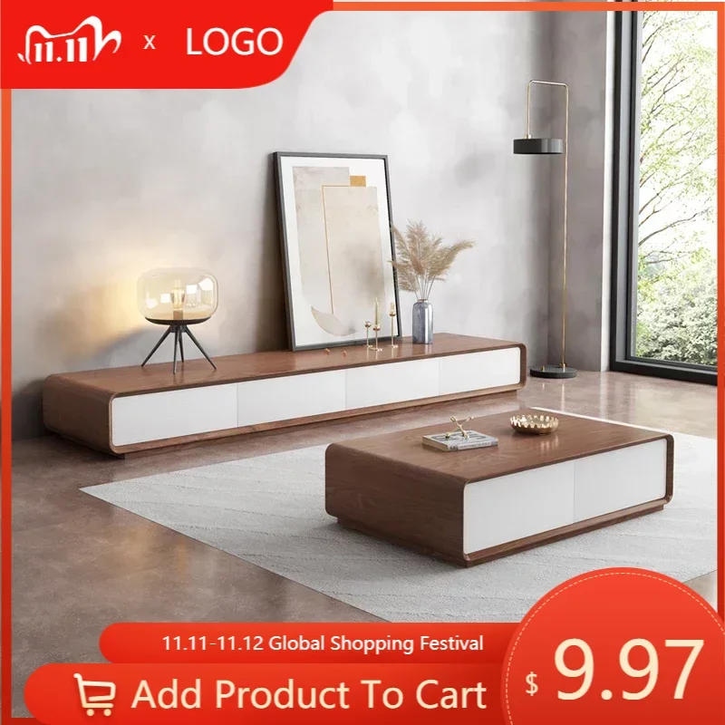 

Wooden Living Room TV Cabinet Display Modern Style Storage Television Stands Coffee Table Set Moveis Para Casa Furniture MQ50DS