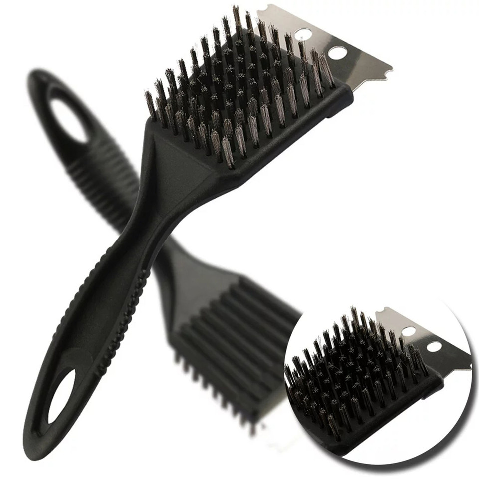 Stainless Steel Wire Cleaning Brush Barbecue Grill Brush Non-stick BBQ Brush Outdoor Home BBQ Accessories Tools ﻿