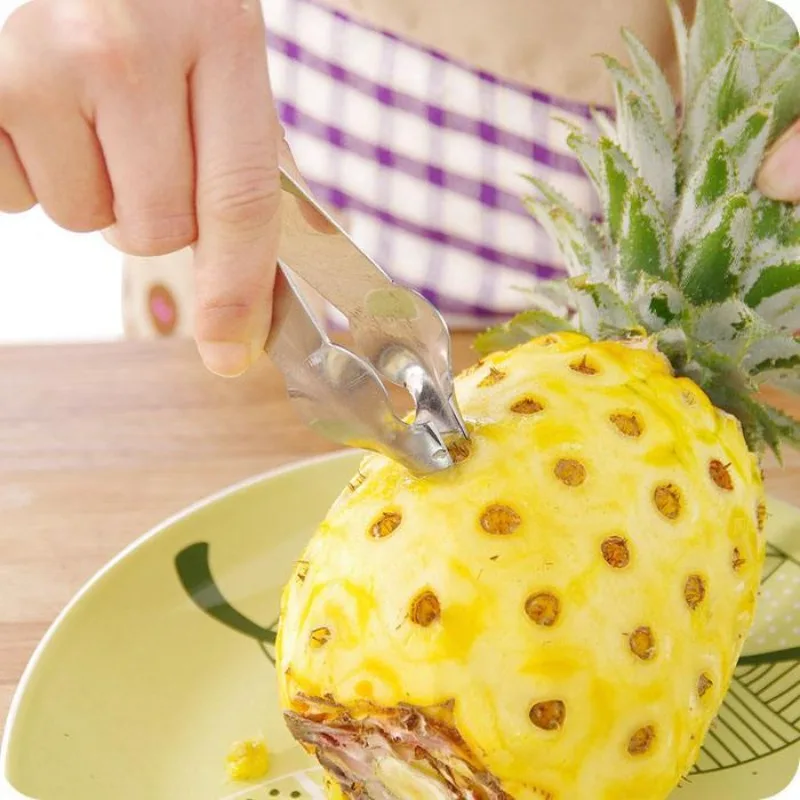 1Pc Stainless Steel Pineapple Eye Peeler Fruit Vegetable Seed Remover Strawberry Huller Fruit Peeler Tweezers Kitchen Tool 1