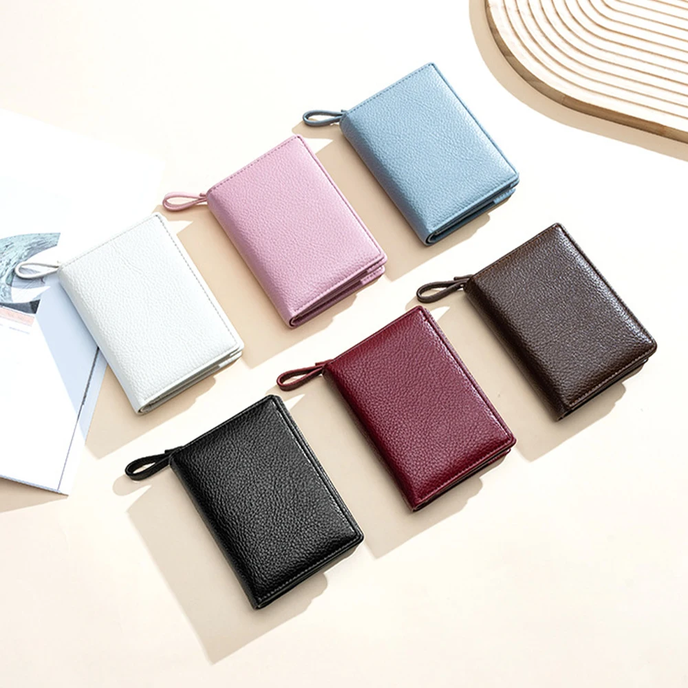 Short Zipper Wallet with Multiple Card Slots, Built-In Coin Pocket, Lychee-Patterned Coin Storage Pouch, Practical and Portable Gift