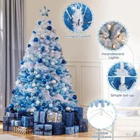 6ft Snow-Covered Pre-lit Christmas Tree with 250 Warm White Lights - Fully Decorated Flocked Xmas Tree 4
