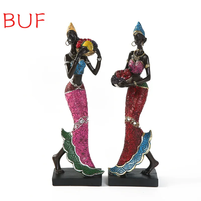 

BUF Resin Sculpture for Home Decoration, African Woman Statues, Beauty Ornaments, Creative Accessories