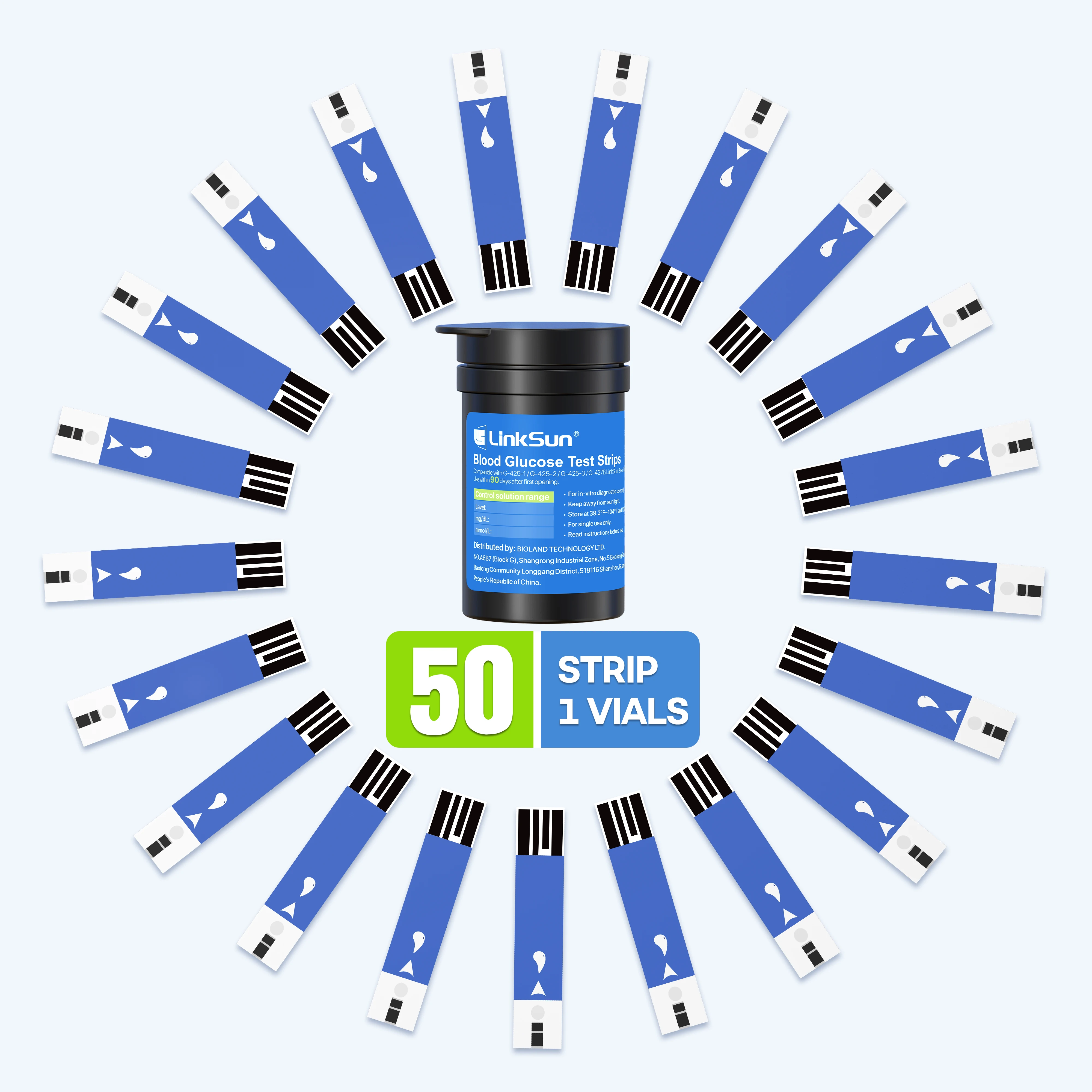 50PCS Blood Glucose Test Strips/150PCS Lancets For G-425-3/G-425-2/G-425-1 Glucosemeter Blood Sugar Testing Papers