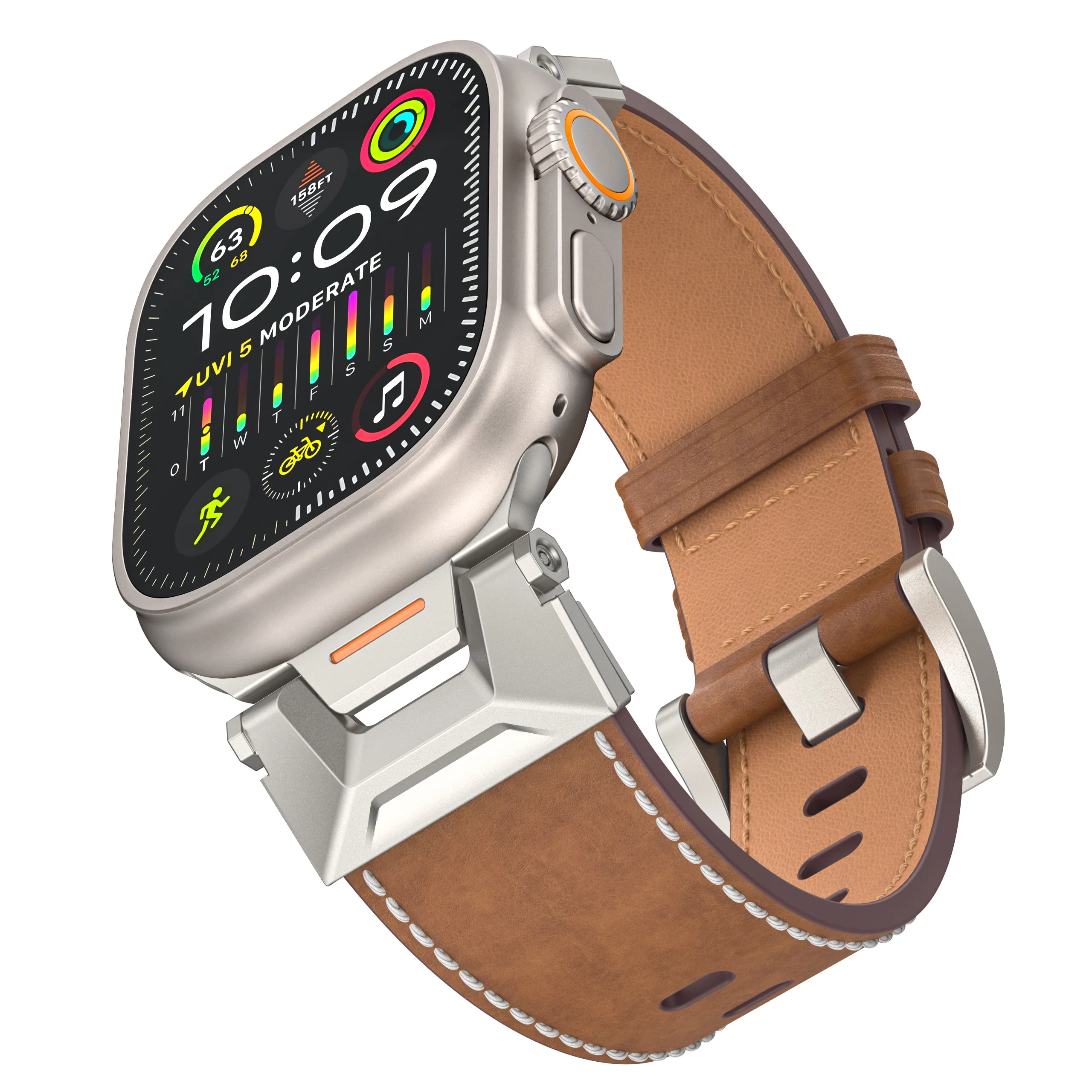 

Genuine Leather Band for Apple Watch Ultra 2 49mm Strap 45mm 42 44mm Luxury Men Bracelet for iWatch ultra Series 9 8 7 6 5 4 se